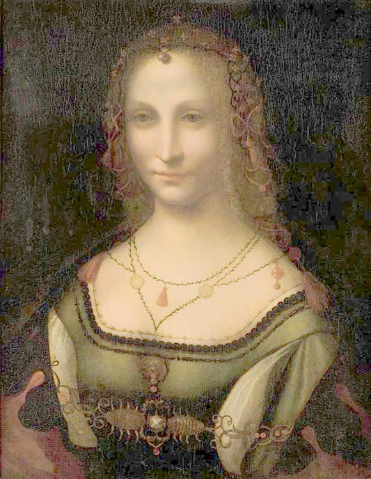 Portrait of a Young Woman with a Scorpion Chain, vintage artwork by Attributed to Giovanni Antonio Boltraffio, A3 (16x12") Poster Print