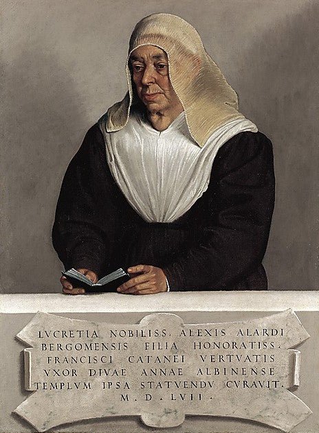 Portrait of Abbess Lucrezia Agliardi Vertova, vintage artwork by Giovanni Battista Moroni, A3 (16x12") Poster Print