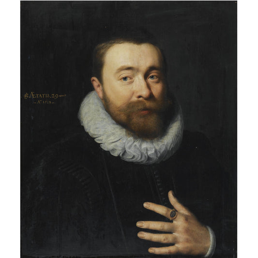 Portrait of Abraham van der Meer, vintage artwork by Michiel Jansz. van Mierevelt, 12x8" (A4) Poster