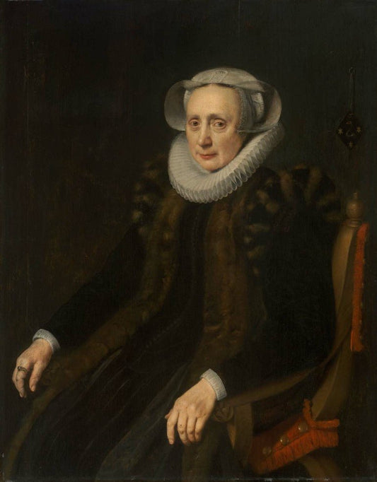 Portrait of Adriana van Ijlen, vintage artwork by Michiel Jansz. van Mierevelt, 12x8" (A4) Poster
