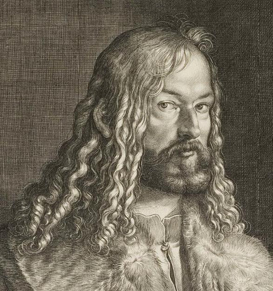 Portrait of Albrecht Dürer (detail), vintage artwork by Lucas Kilian, 12x8" (A4) Poster