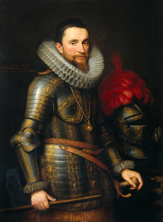 Portrait of Ambrogio Spinola, vintage artwork by Michiel Jansz. van Mierevelt, 12x8" (A4) Poster