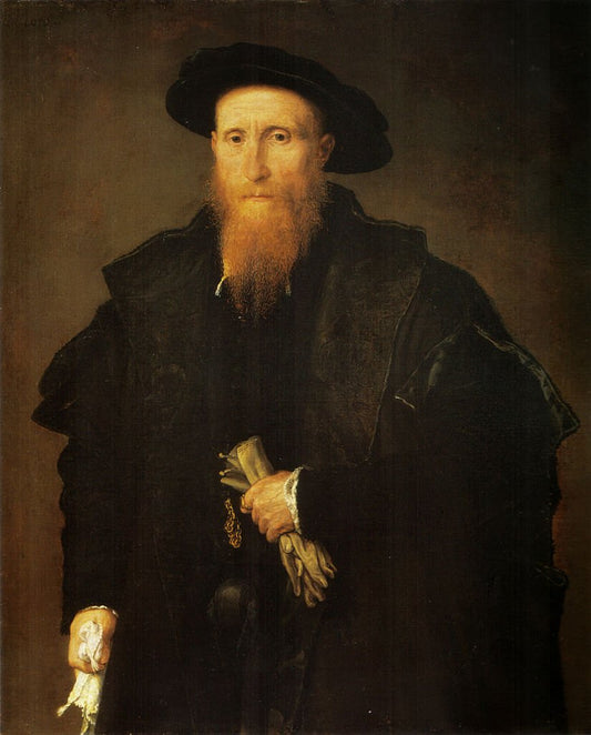 Portrait of an Old Man with Gloves, vintage artwork by Lorenzo Lotto, A3 (16x12") Poster Print
