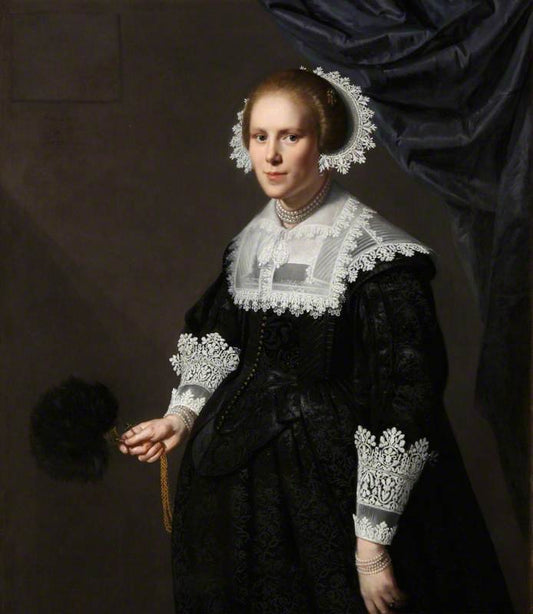 Portrait of an Unknown Lady, Aged 26, vintage artwork by Paulus Moreelse, 12x8" (A4) Poster
