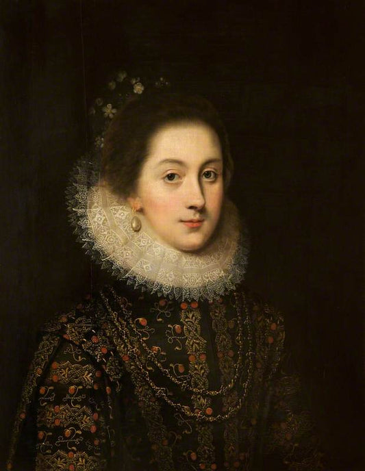 Portrait of an Unknown Woman in a Dress Embroidered with Strawberries, vintage artwork by Cornelis Janssen van Ceulen the Elder, 12x8" (A4) Poster