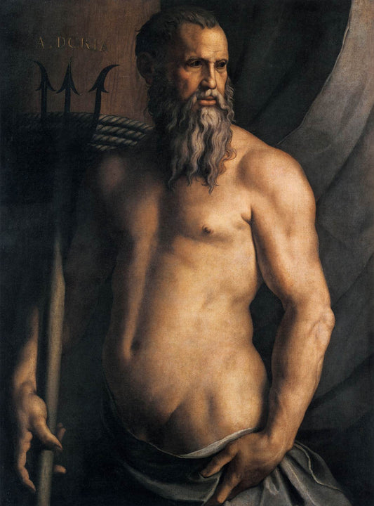 Portrait of Andrea Doria as Neptune, vintage artwork by Agnolo Bronzino, A3 (16x12") Poster Print
