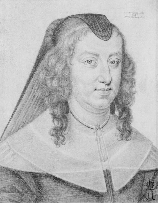 Portrait of Anna of Austria Dressed as a Widow, vintage artwork by Daniel Dumonstier, 12x8" (A4) Poster