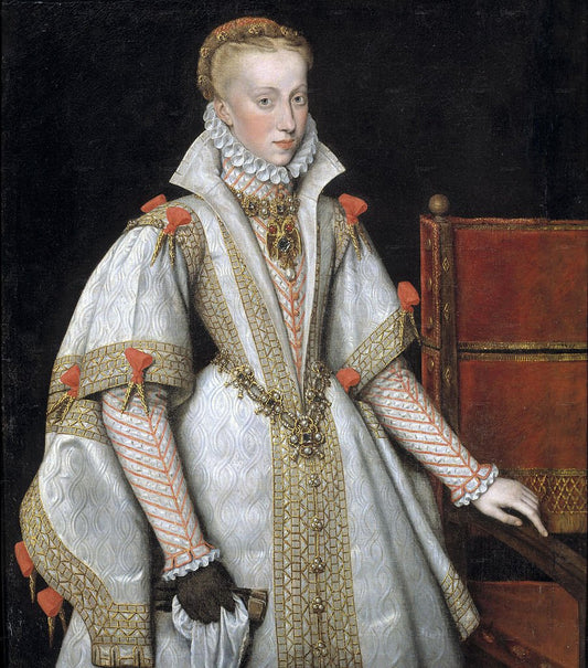 Portrait of Anna of Austria, Queen of Spain, vintage artwork by Bartolome González y Serrano, A3 (16x12") Poster Print