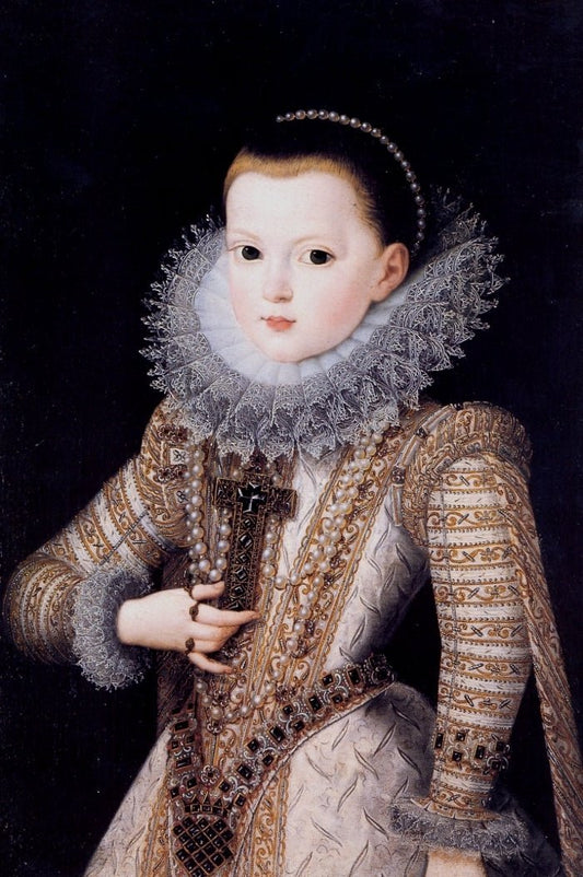 Portrait of Anne of Austria as a child, vintage artwork by Juan Pantoja de la Cruz, A3 (16x12") Poster Print