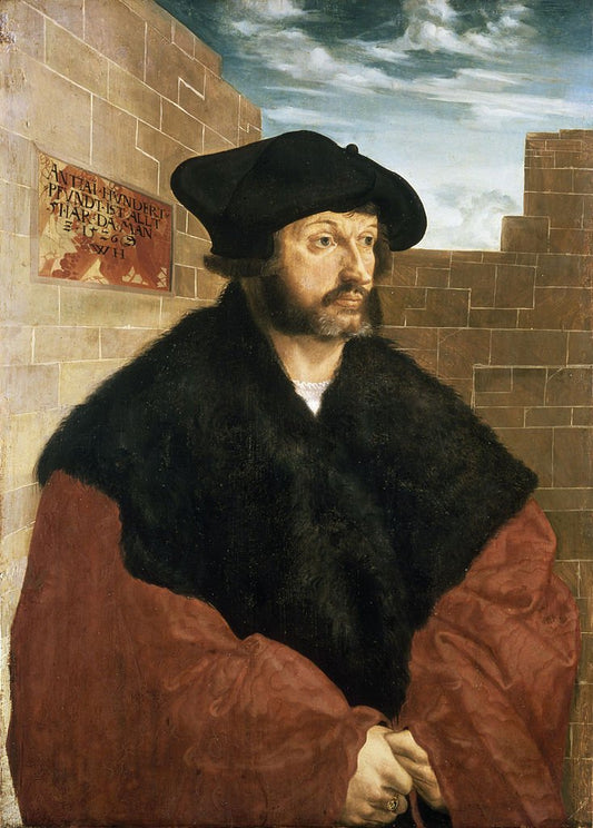 Portrait of Anton Hundertpfundt, vintage artwork by Wolf Huber, A3 (16x12") Poster Print