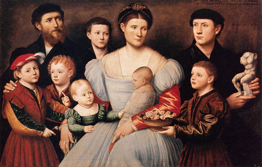 Portrait of Arrigo Licinio and His Family, vintage artwork by Bernardino Licinio, A3 (16x12") Poster Print