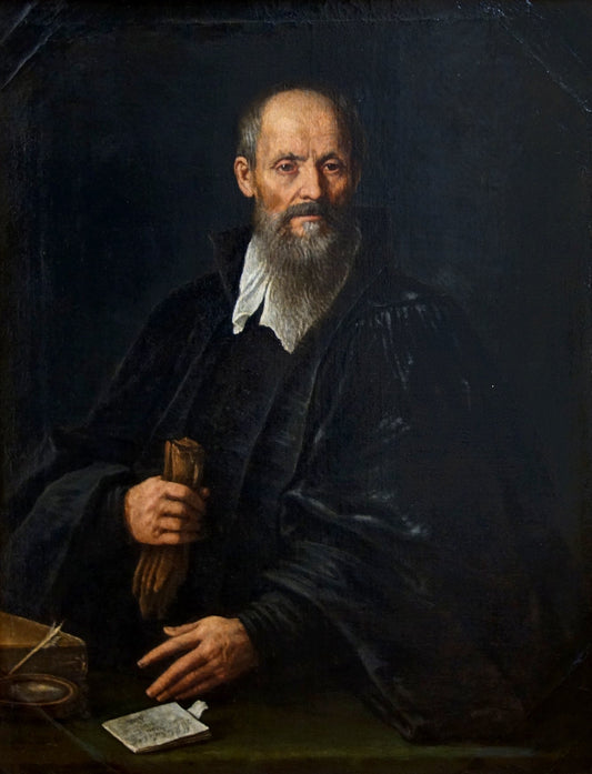 Portrait of Battista Gardalino, vintage artwork by Leandro Bassano, 12x8" (A4) Poster