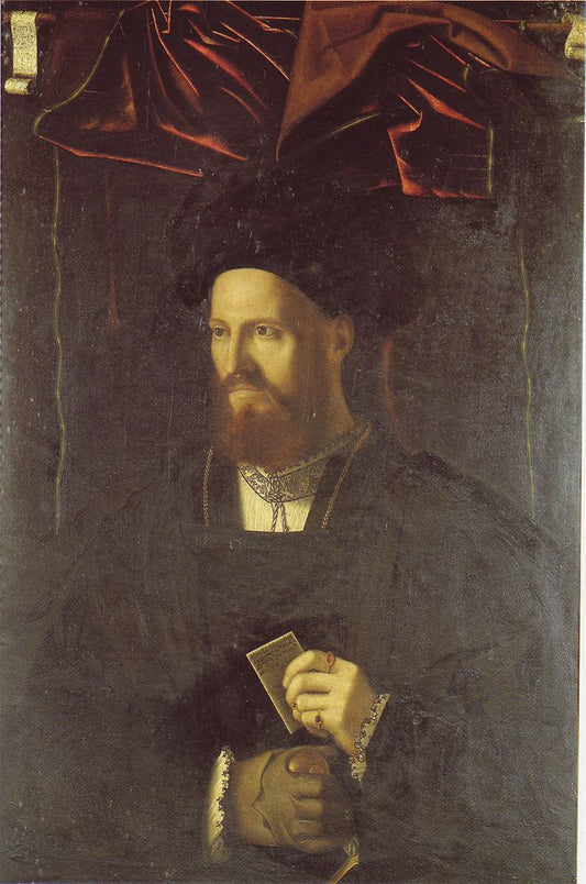 Portrait of Bernardino Da Lesmo, vintage artwork by Bartolomeo Veneto, A3 (16x12") Poster Print