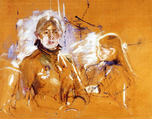 Portrait of Berthe Morisot and Her Daughter - 1885 - by Berthe Morisot, vintage art, modern poster print