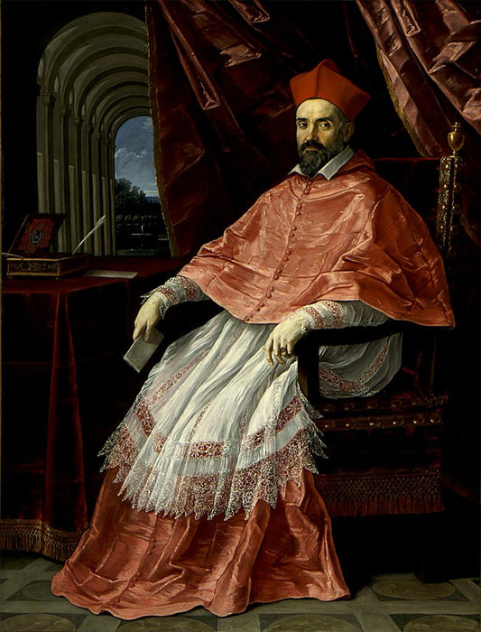 Portrait of Cardinal Roberto Ubaldino, Papal Legate to Bologna, vintage artwork by Guido Reni, 12x8" (A4) Poster