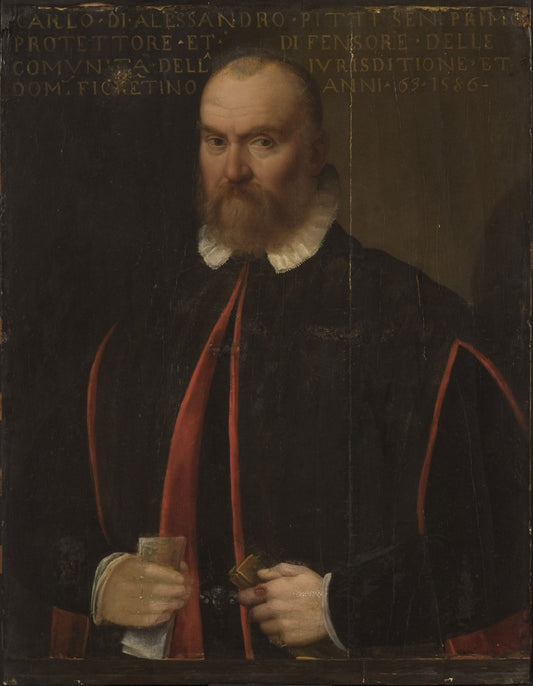 Portrait of Carlo Pitti, vintage artwork by Attributed to Santi di Tito, A3 (16x12") Poster Print