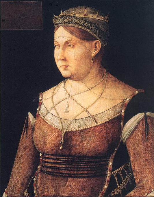 Portrait of Catharina Cornaro, Queen of Cyprus, vintage artwork by Gentile Bellini, A3 (16x12") Poster Print