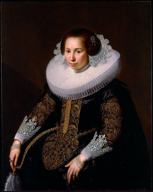 Portrait of Catharina van Voorst, vintage artwork by Paulus Moreelse, 12x8" (A4) Poster