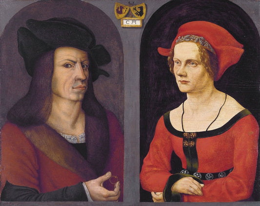 Portrait of Coloman Helmschmid and Agnes Breu, vintage artwork by Jörg Breu the Elder, A3 (16x12") Poster Print