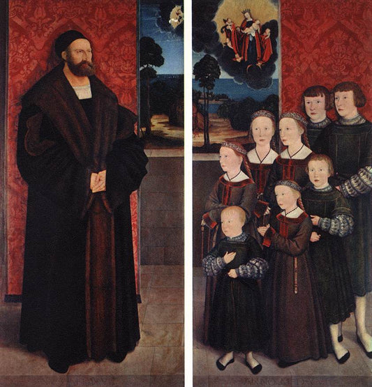 Portrait of Conrad Rehlinger and his Children, vintage artwork by Bernhard Strigel, A3 (16x12") Poster Print