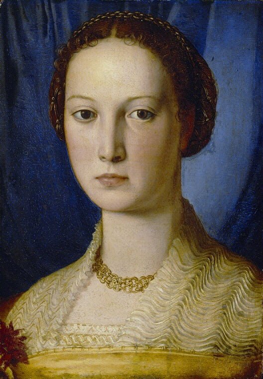 Portrait of Costanza da Sommaia, vintage artwork by Agnolo Bronzino, A3 (16x12") Poster Print