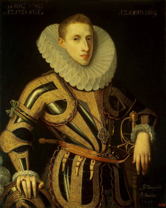 Portrait of Diego de Villamayor, vintage artwork by Juan Pantoja de la Cruz, A3 (16x12") Poster Print