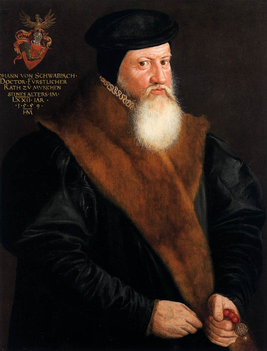 Portrait of Doctor Johann von Schwabbach, vintage artwork by Hans Muelich, A3 (16x12") Poster Print