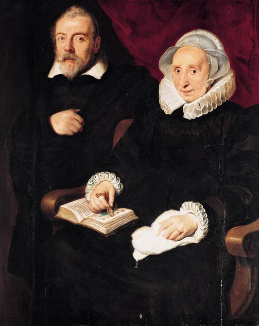 Portrait of Elisabeth Mertens and Her Late Husband Frans Francken I, vintage artwork by Cornelis de Vos, 12x8" (A4) Poster