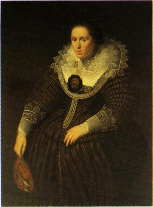 Portrait of Emerentia van Ravenswaey, vintage artwork by Paulus Moreelse, 12x8" (A4) Poster