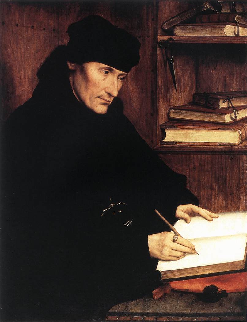 Portrait of Erasmus (half of diptych), vintage artwork by Quentin Massys, A3 (16x12") Poster Print
