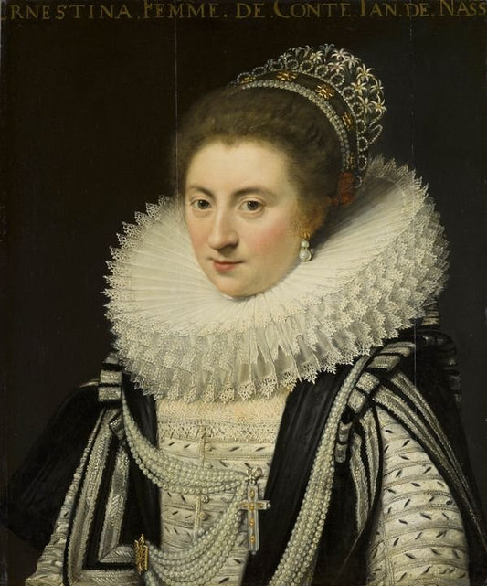 Portrait of Ernestine Yolande, Princess of Ligne, vintage artwork by Jan van Ravesteyn, 12x8" (A4) Poster
