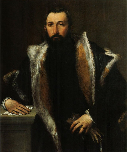 Portrait of Febo da Breschia, vintage artwork by Lorenzo Lotto, A3 (16x12") Poster Print
