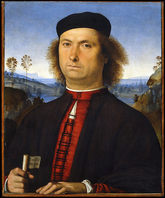 Portrait of Francesco delle Opere, vintage artwork by Perugino, A3 (16x12") Poster Print