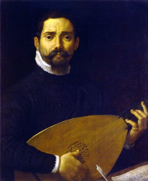 Portrait of Giovanni Gabrielle, vintage artwork by Annibale Carracci, A3 (16x12") Poster Print