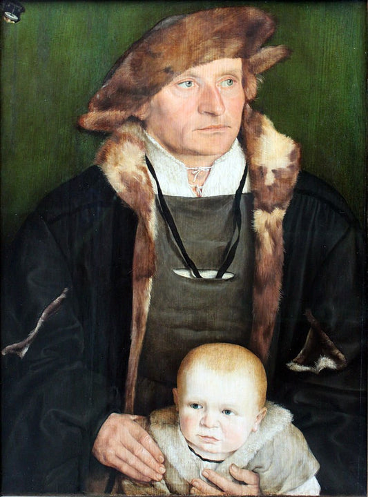 Portrait of Hans Urmiller with his Son, vintage artwork by Barthel Beham, A3 (16x12") Poster Print