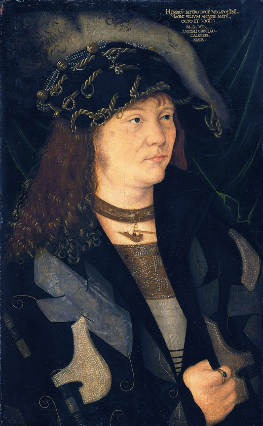 Portrait of Heinrich (1479-1552), Duke of Mecklenburg, vintage artwork by Jacopo de' Barbari, A3 (16x12") Poster Print