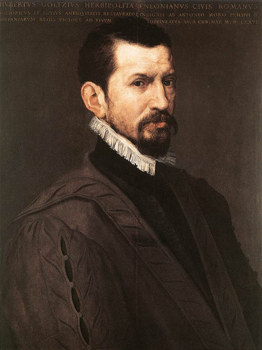 Portrait of Hubert Goltzius, vintage artwork by Anthonis Mor, A3 (16x12") Poster Print