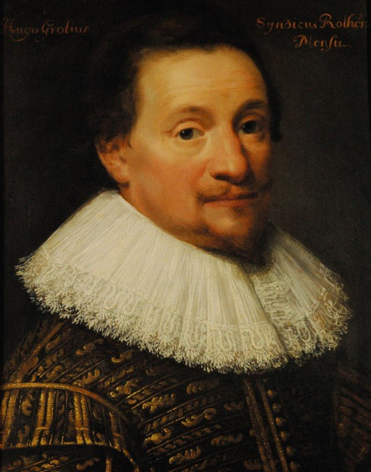 Portrait of Hugo Grotius, vintage artwork by Jan van Ravesteyn, 12x8" (A4) Poster