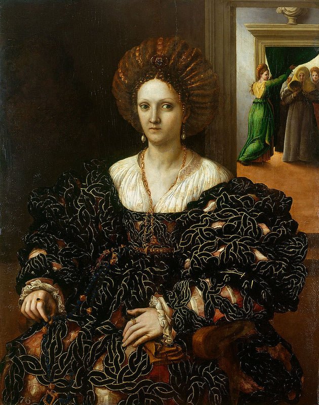 Portrait of Isabella d'Este, vintage artwork by Giulio Romano, A3 (16x12") Poster Print