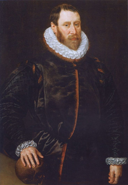 Portrait of Jacob Claesz Basgen of Bas, Merchant and Burgomaster of Amsterdam, vintage artwork by Adriaen Thomasz. Key, 12x8" (A4) Poster