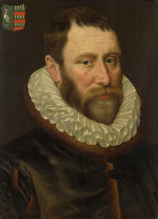 Portrait of Jacob Claesz Bass, Mayor of Amsterdam, vintage artwork by Adriaen Thomasz. Key, 12x8" (A4) Poster