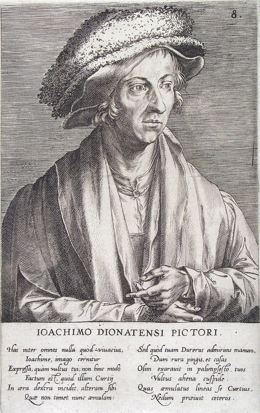 Portrait of Joachim Patinir, vintage artwork by Attributed to Cornelis Cort, A3 (16x12") Poster Print