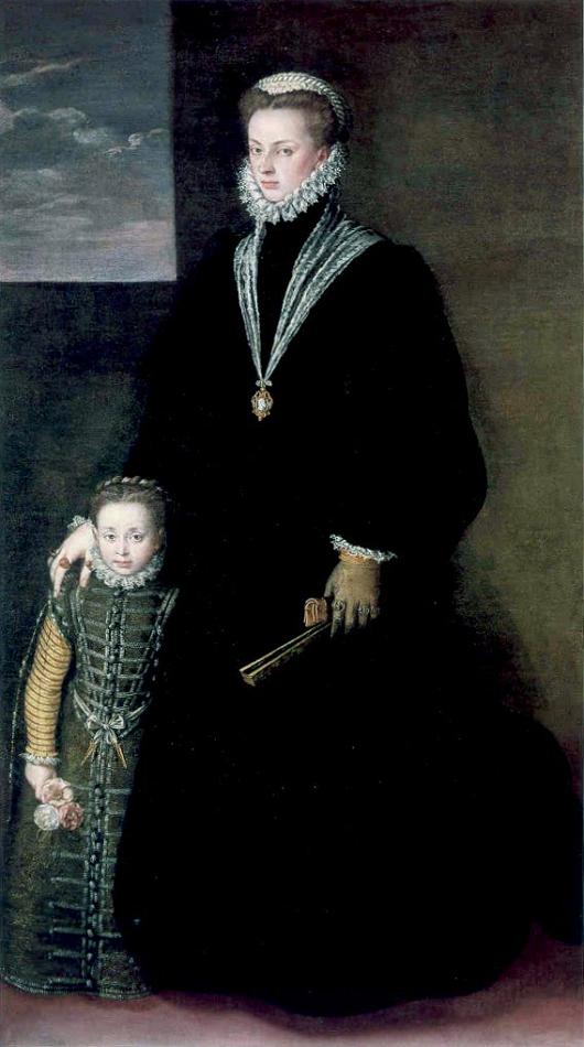 Portrait of Johanna of Austria with a Young Girl, vintage artwork by Attributed to Sofonisba Anguissola, A3 (16x12") Poster Print