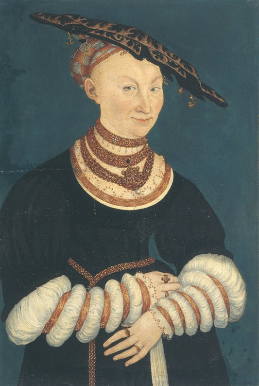 Portrait of Katharina von Mecklenburg, vintage artwork by Lucas Cranach the Younger, A3 (16x12") Poster Print