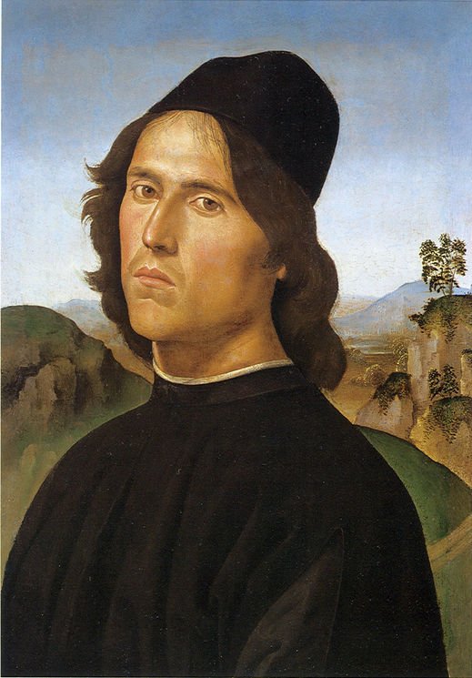 Portrait of Lorenzo di Credi, vintage artwork by Perugino, A3 (16x12") Poster Print
