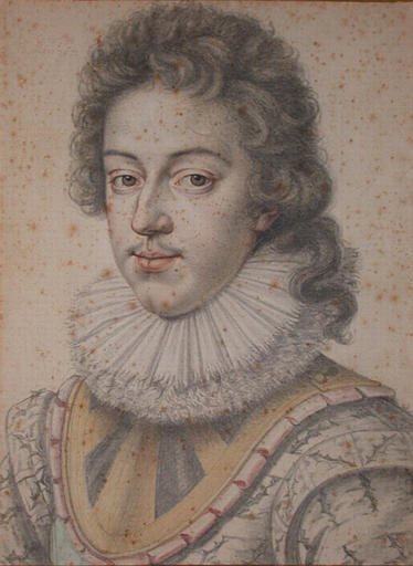Portrait of Louis XIII, vintage artwork by Daniel Dumonstier, 12x8" (A4) Poster