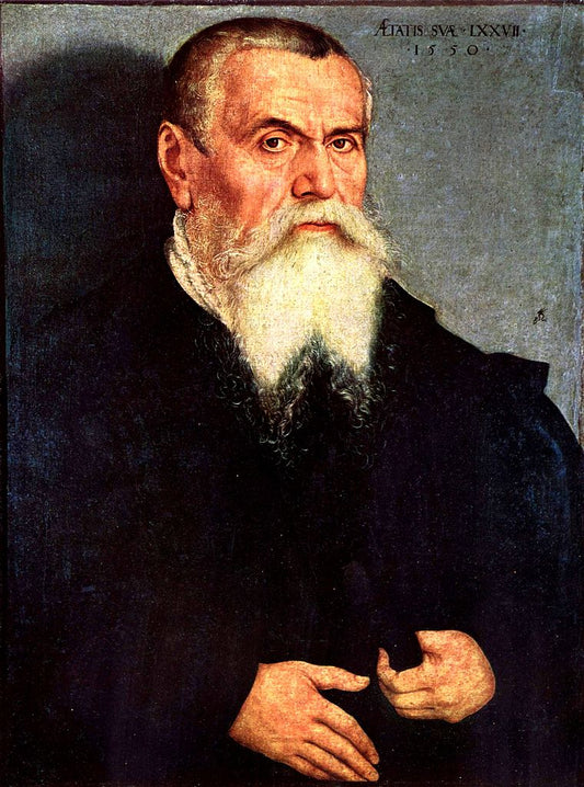Portrait of Lucas Cranach the Elder, vintage artwork by Lucas Cranach the Younger, 12x8" (A4) Poster