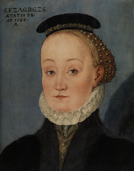 Portrait of Lucretia, Baroness von Berlepsch, vintage artwork by Lucas Cranach the Younger, 12x8" (A4) Poster