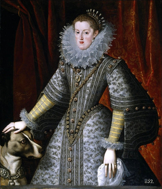 Portrait of Margaret of Austria, Queen of Spain, vintage artwork by Bartolome González y Serrano, A3 (16x12") Poster Print