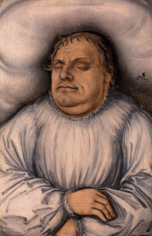 Portrait of Martin Luther on his Deathbed, vintage artwork by Lucas Cranach the Younger, 12x8" (A4) Poster